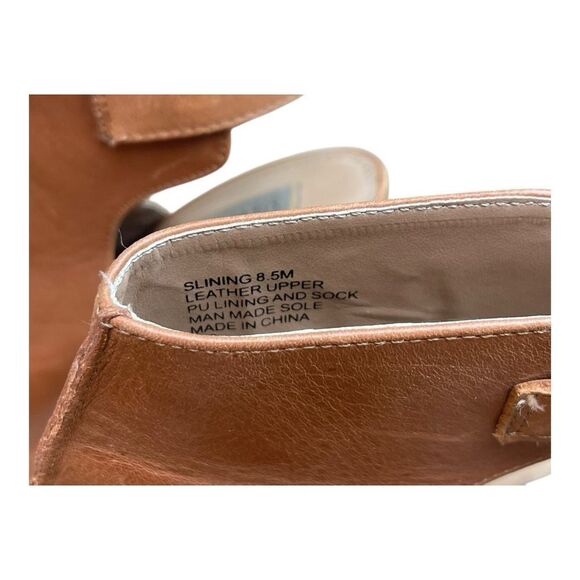 Steve Madden Brown Leather Peep-Toe Heel Booties Size 8.5 Slingback Classic - Picture 3 of 7